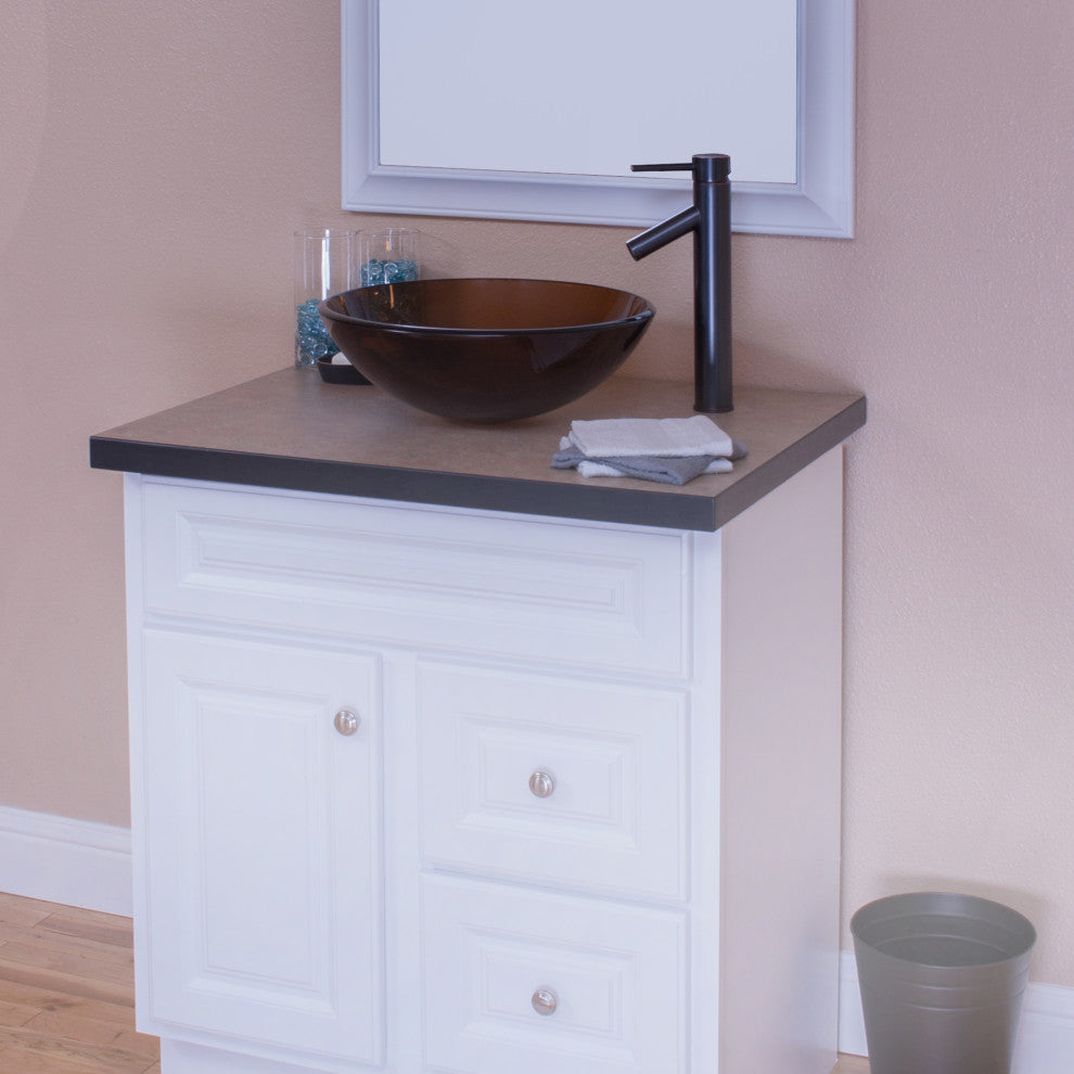 Topia Glass Vessel Sink and Faucet Set, Oil Rubbed Bronze
