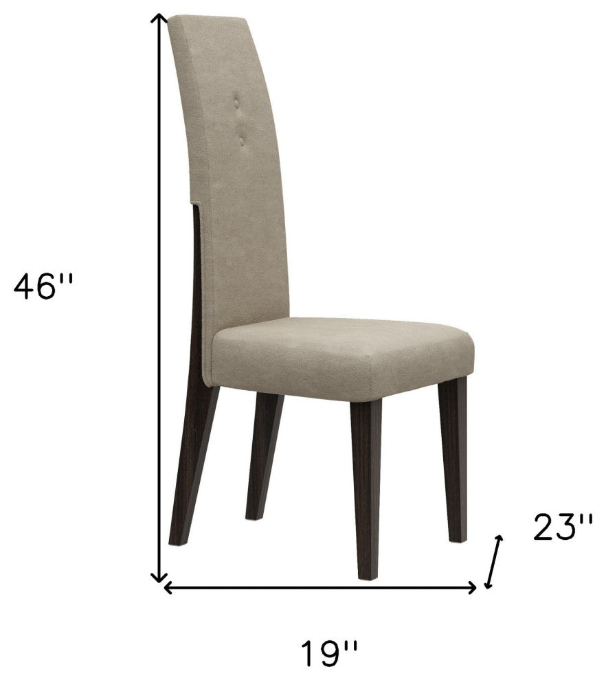 Set of Two Brown And Espresso Upholstered Microfiber Dining Side Chairs