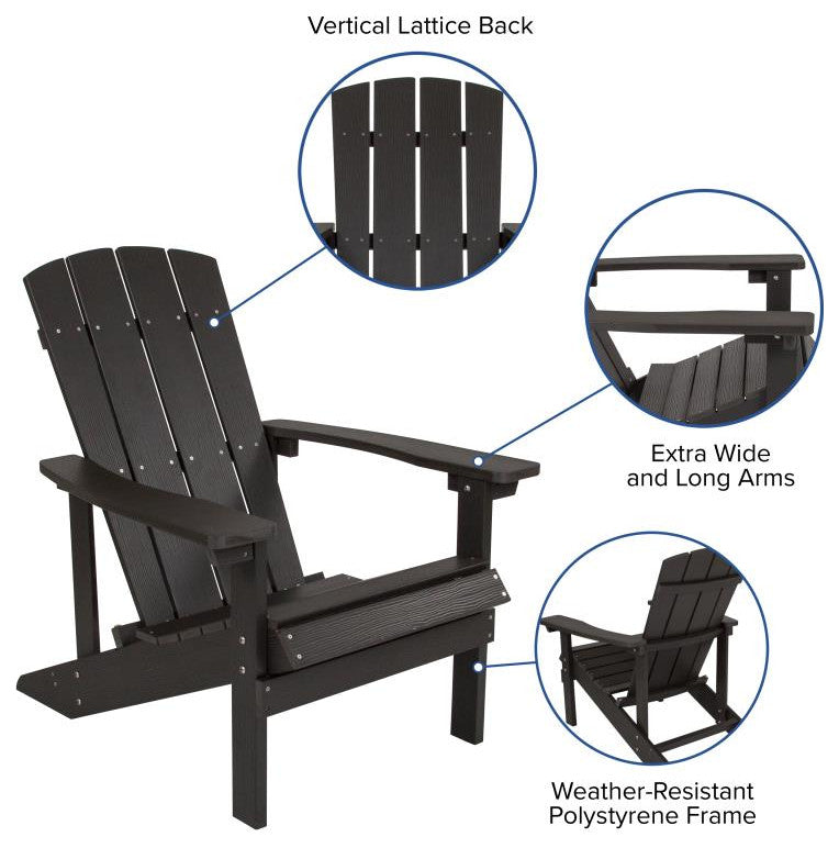 Charlestown Set of 2 Adirondack Chairs with Cushions, Slate Gray/Cream