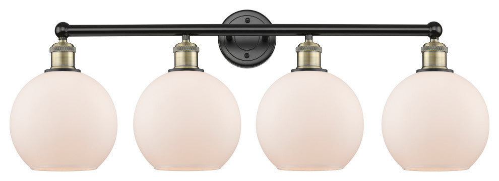Athens 4-Light 35" Bath Vanity Light, Black Antique Brass, Matte White