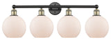 Athens 4-Light 35" Bath Vanity Light, Black Antique Brass, Matte White