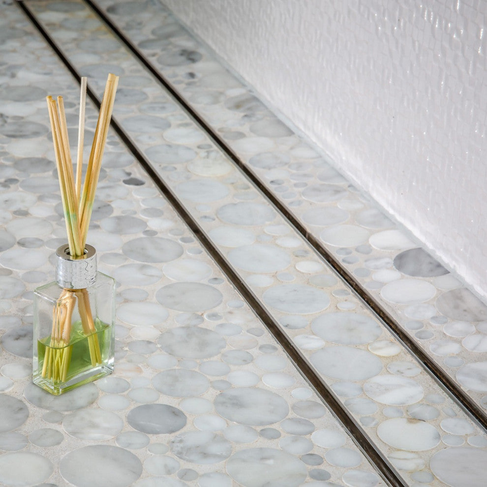 Offset Linear Drain, 30 Inch Side Outlet Linear Drain Complete Set, Tile Insert