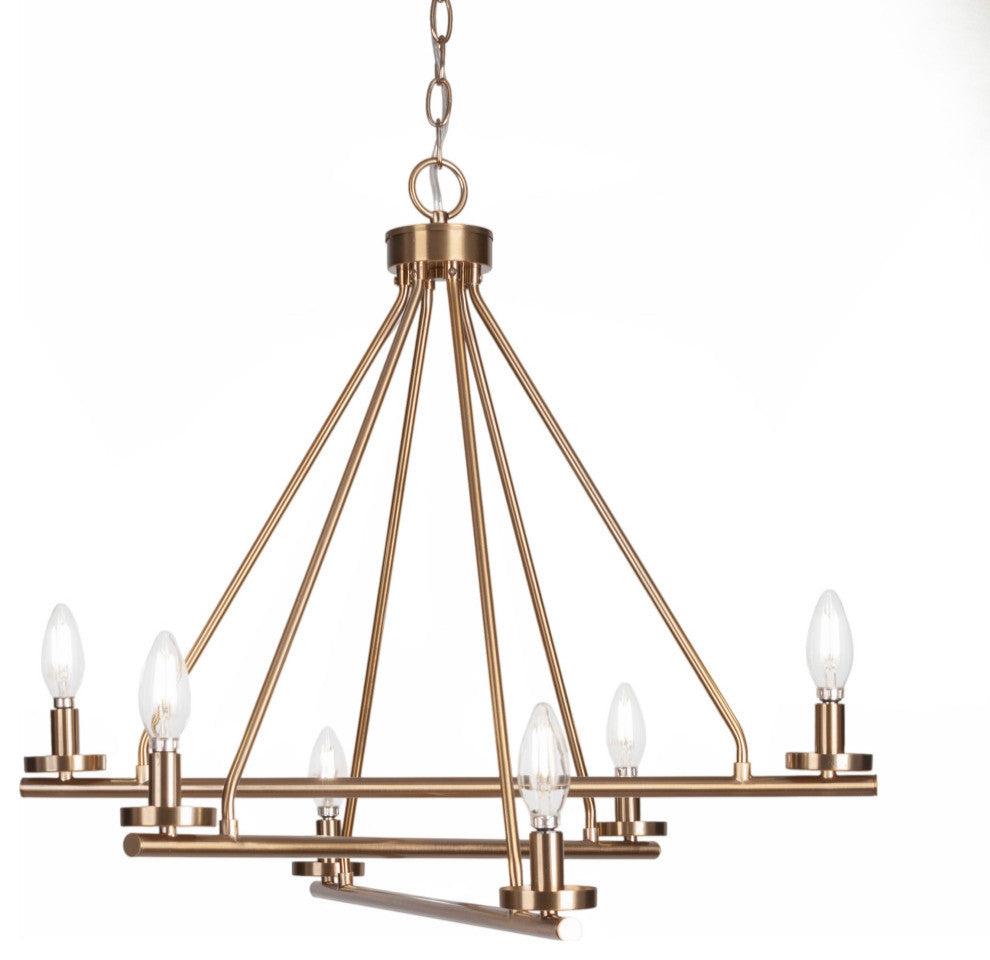 Trinity 6 Light Chandelier Shown, New Age Brass Finish