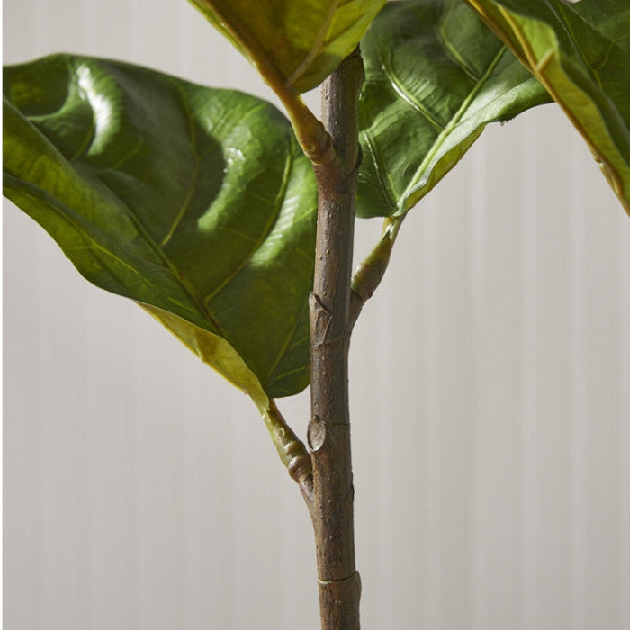Large Fiddle Leaf Fig Tree Faux Floral Plant Big Leaves Fruit 43 in Rustic Pot
