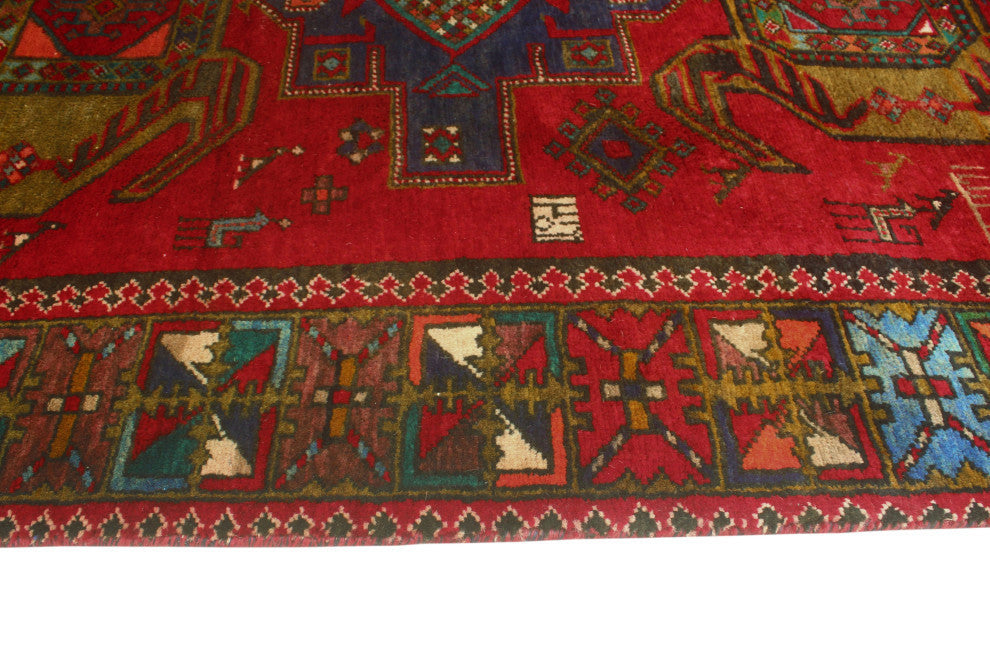 Fine Vintage Distressed Carolina Red/Navy Runner, 3'10x10'10