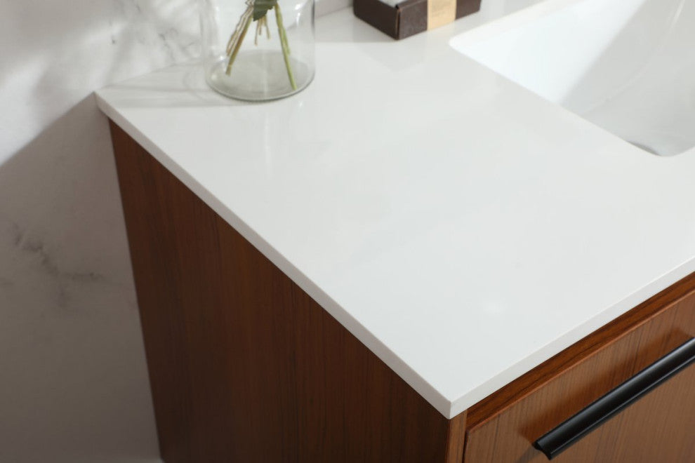 Phoebe Single Bathroom Vanity, Teak, 40", Without Backsplash