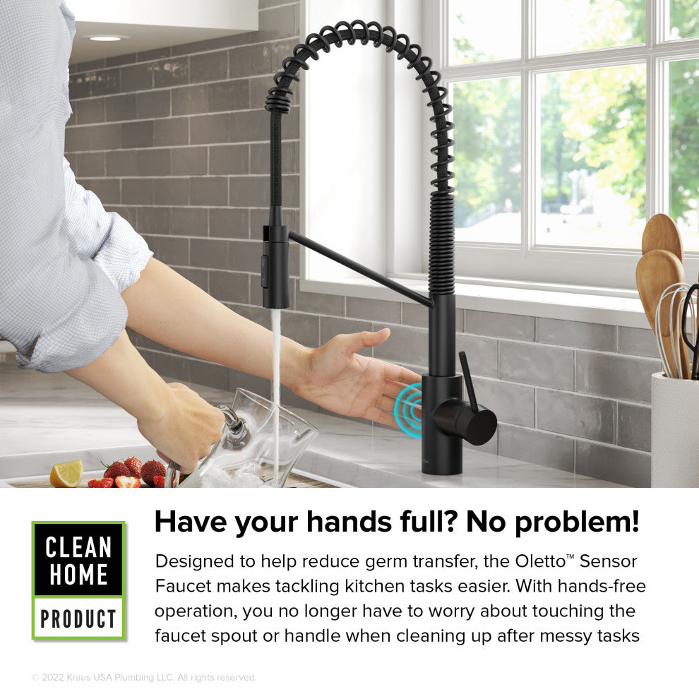Oletto Touchless Pull-Down 1-Hole Kitchen Faucet, Black