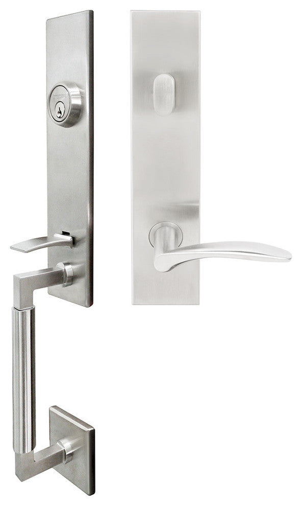 Crest Lever, Tubular Entry Handleset, Left Hand Reverse, Satin Stainless Steel