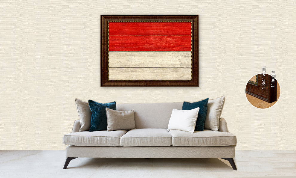Mongolia Country Textured Flag Print With Brown Gold Frame, 19"X27"