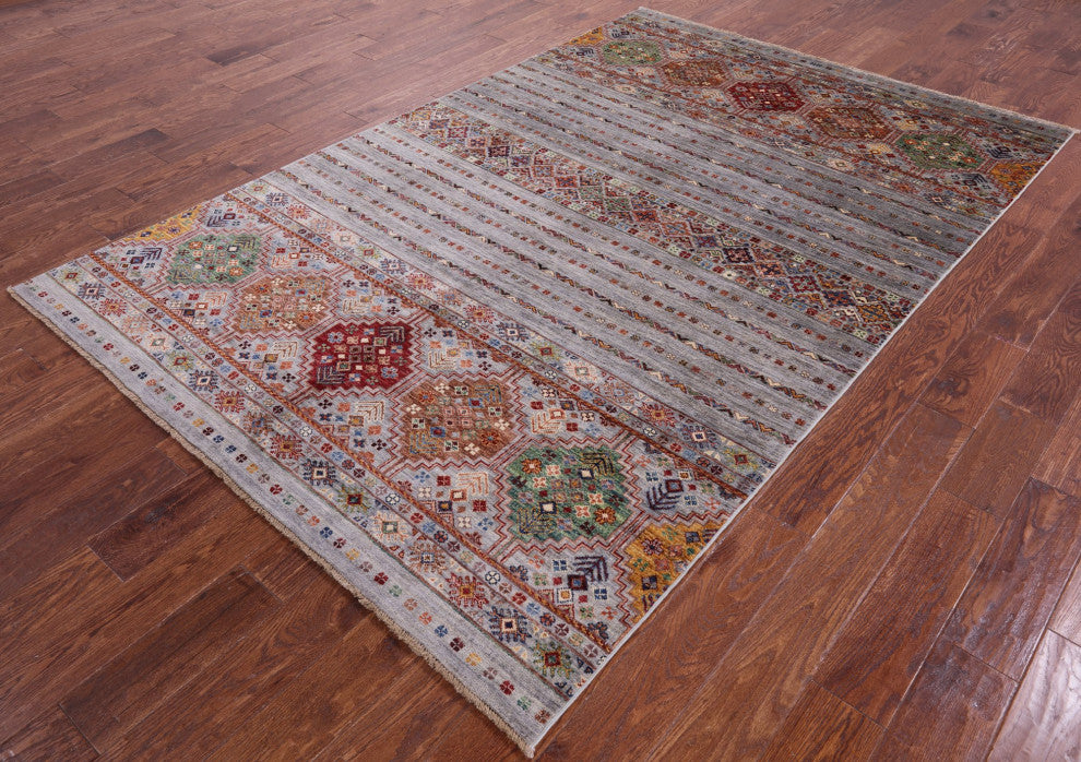 5' 8" X 8' 9" Super Kazak Khorjin Handmade Rug - Q12308