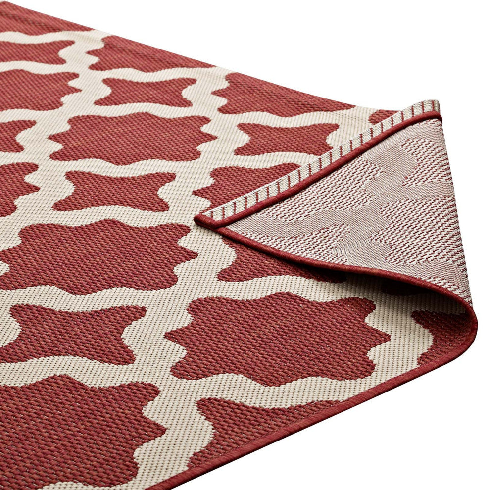 Cerelia Moroccan Trellis 9x12 Indoor and Outdoor Area Rug-Red and Beige