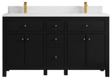 Sonoma 72 Double Sink Reeded Bath Vanity in Black 1.5" White Quartz