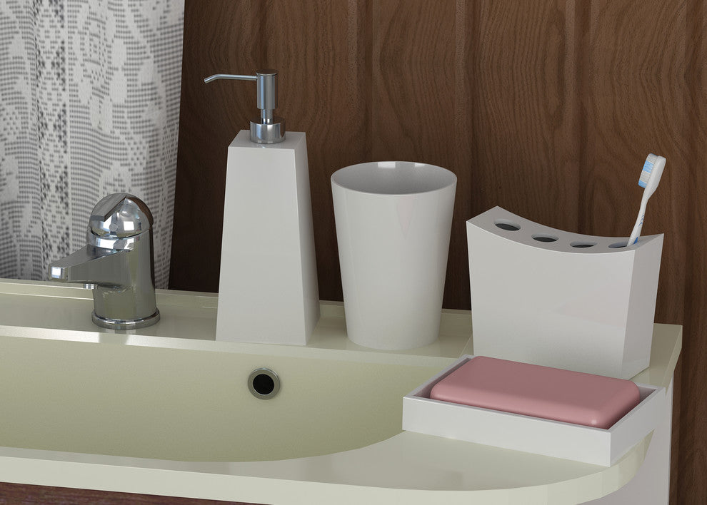 nu steel Elegant, Set of 4, Soap Dish, Toothbrush Holder, Tumbler & Lotion Pump