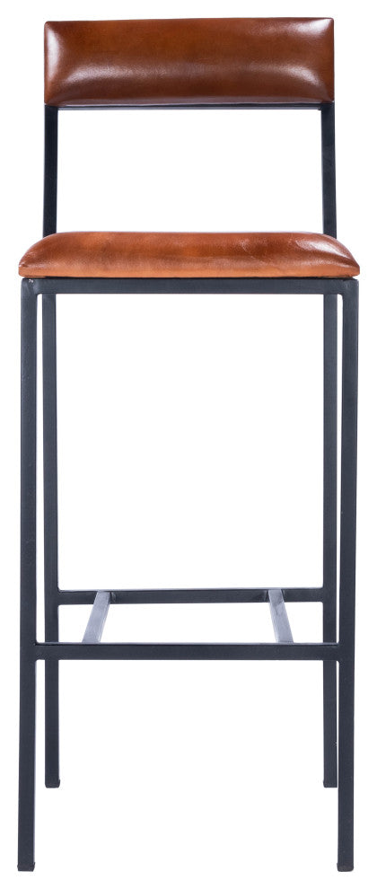Butler Lazarus Leather and Metal Bar Stool