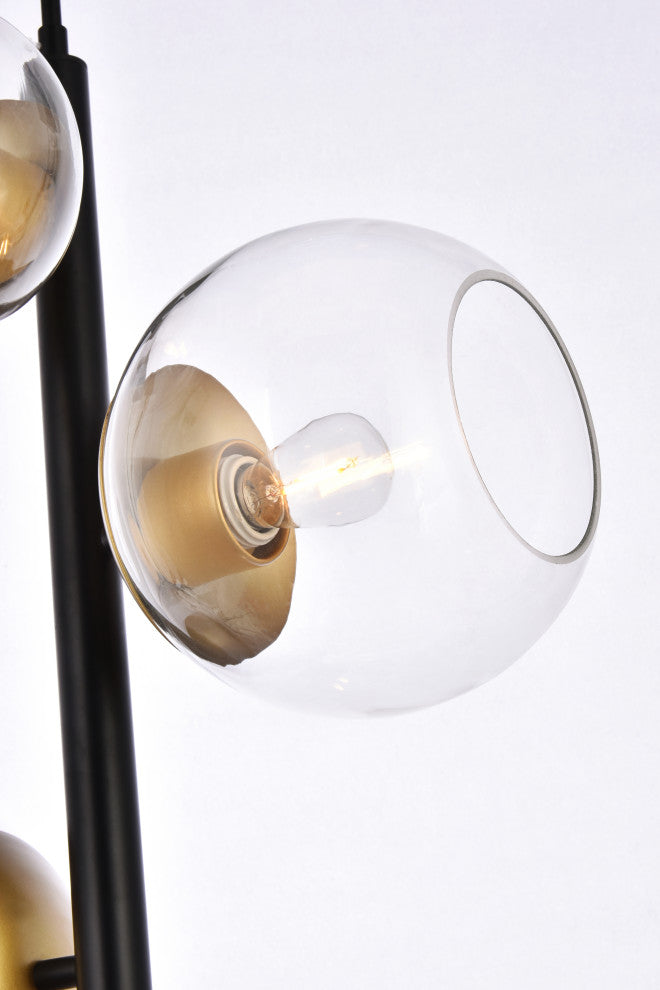 Warren 18" Pendant, Black and Brass With Clear Shade