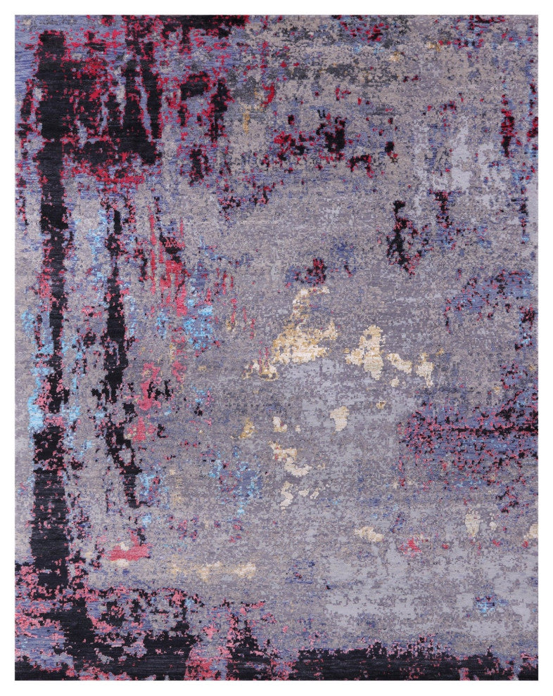 Hand Knotted Wool and Silk Modern Rug 7' 11" X 10' 3" Q7228