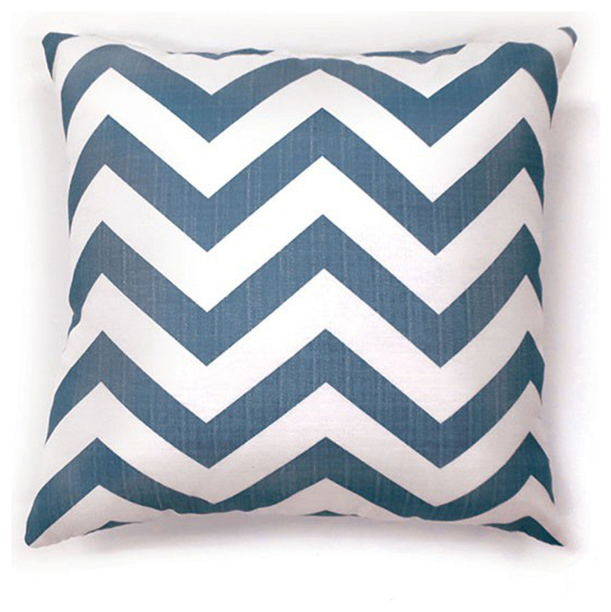 Zoe Contemporary Pillow, Blue Chevron, Set of 2