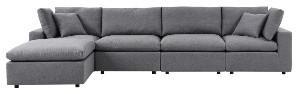 Modular Lounge Sectional Deep Sofa Set, Sunbrella, Gray, Modern, Outdoor