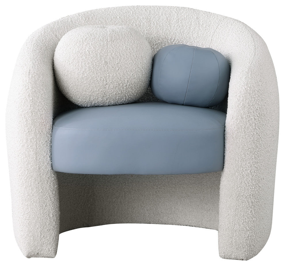 Acadia Black Boucle Fabric Accent Chair, Blue