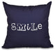 26"x26" Happy Smile, Word Print Pillow, Navy Blue