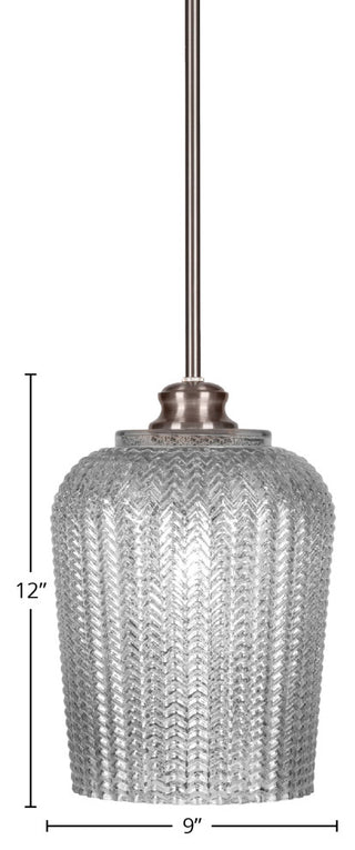 Cordova 1-Light Stem Hung Pendant, Brushed Nickel/Silver Textured