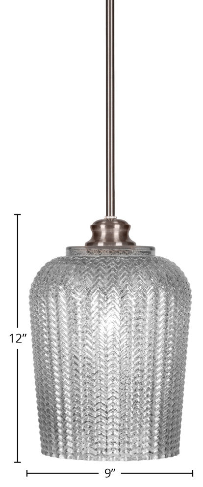 Cordova 1-Light Stem Hung Pendant, Brushed Nickel/Silver Textured