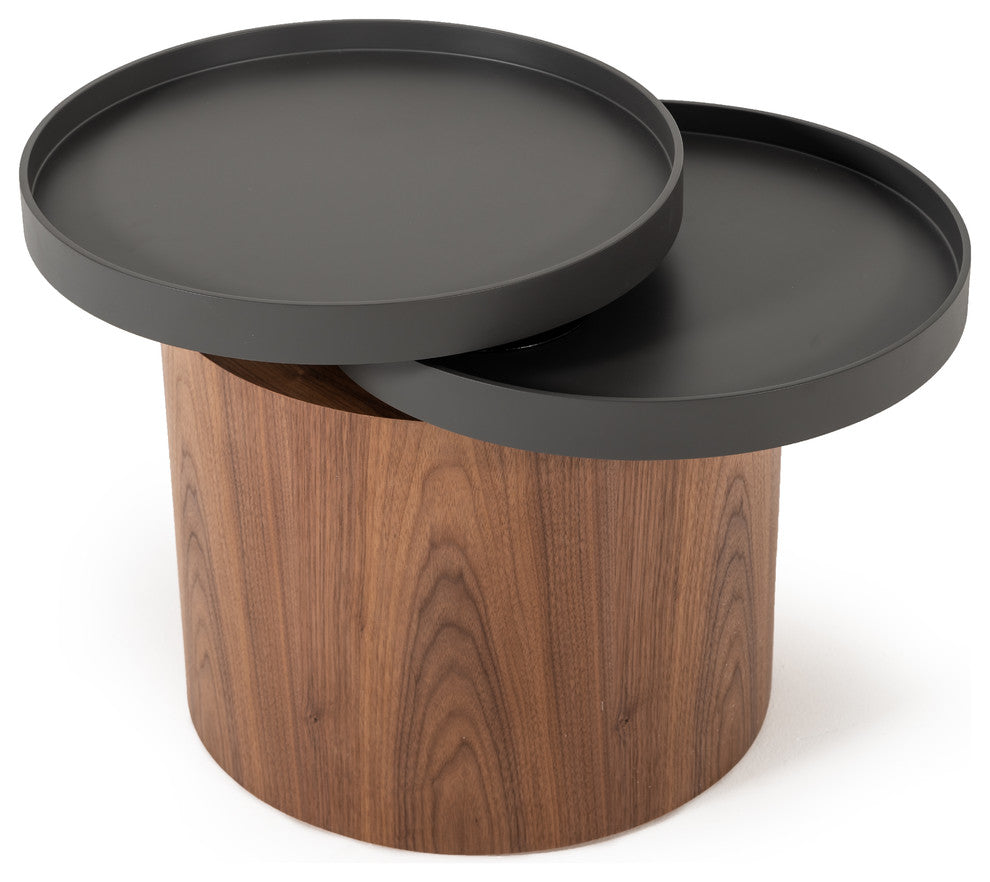 Modrest Bascom Modern Walnut End Table With Swivel Top
