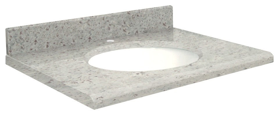 Granite 49"x19" Vanity Top, Single Faucet Hole, Giallo Parfait, White Bowl