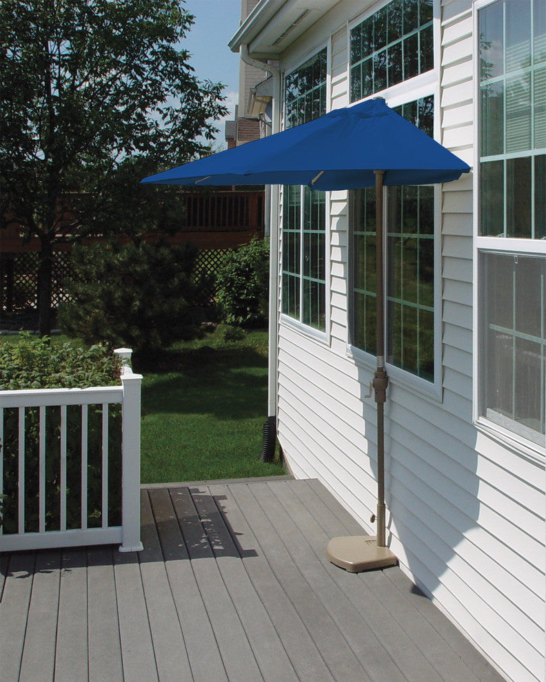 off-The-Wall Brella Half Umbrella, Blue, 9', Sunbrella Fabric