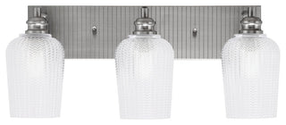 Edge 3-Light Bath Bar, Brushed Nickel Finish, 5" Clear Textured Glass