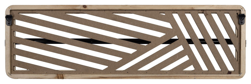 Cut Out Design Wood and Metal Towel Rack