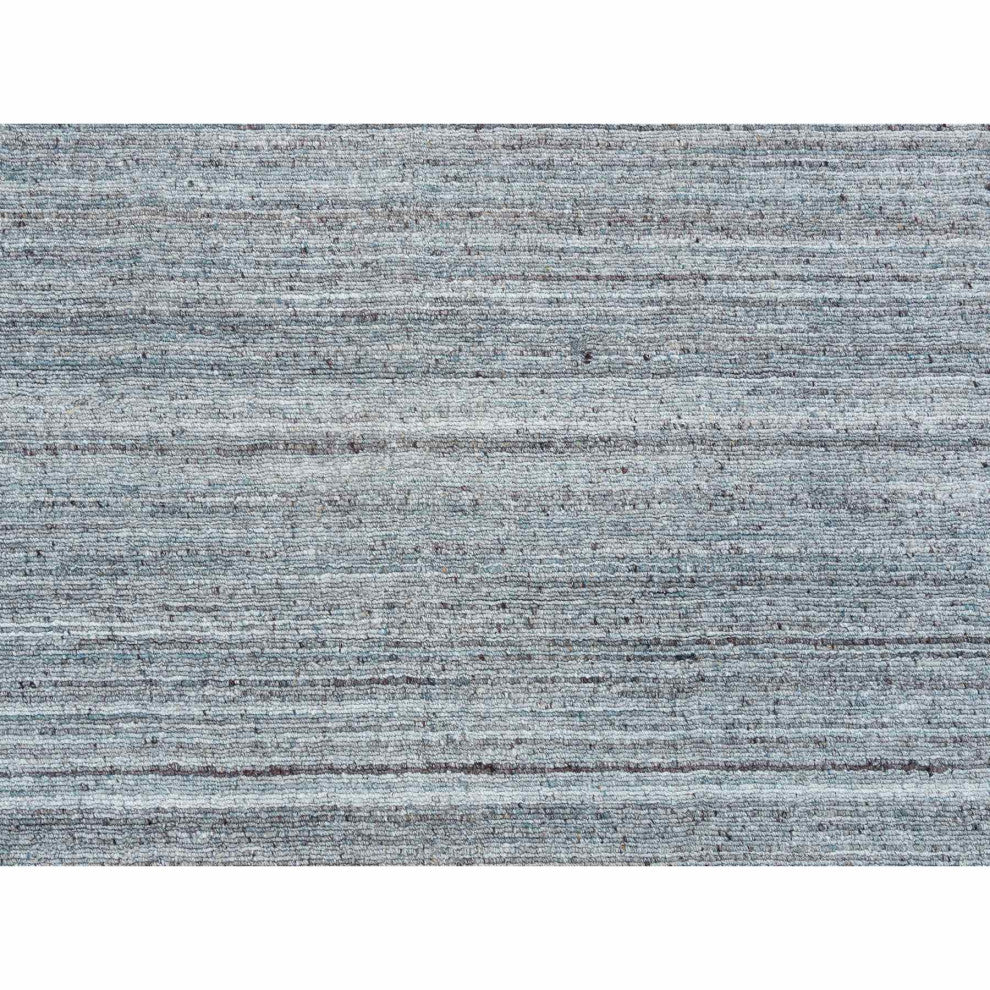 Coin Gray Wool Hand Loomed Modern Striae Design Square Oriental Rug 12'x12'