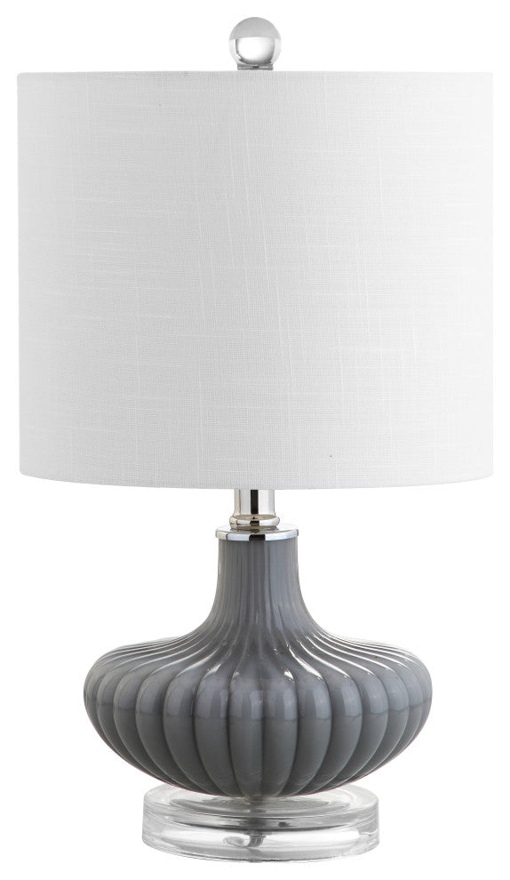 Kamille 18" Glass and Lucite Table Lamp, Gray