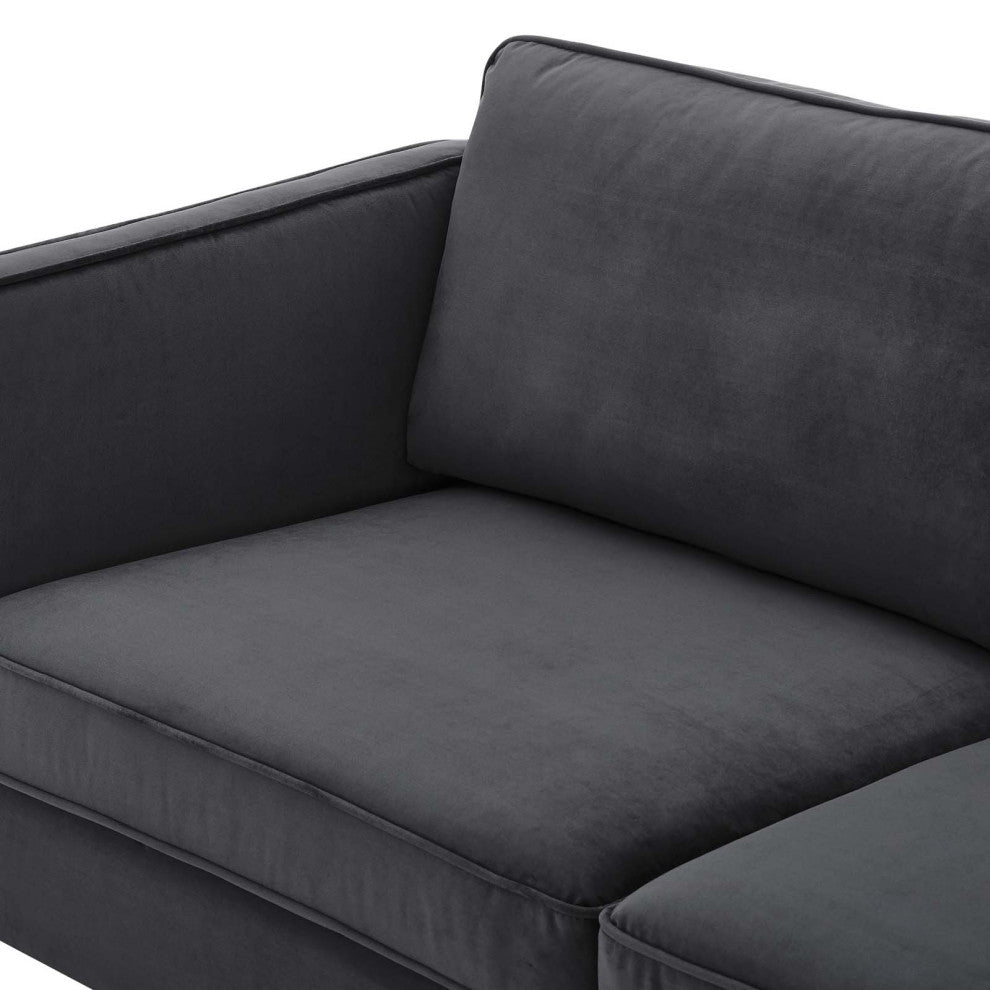 Sofa, Velvet, Dark Gray, Modern, Living Lounge Room Hotel Lobby Hospitality