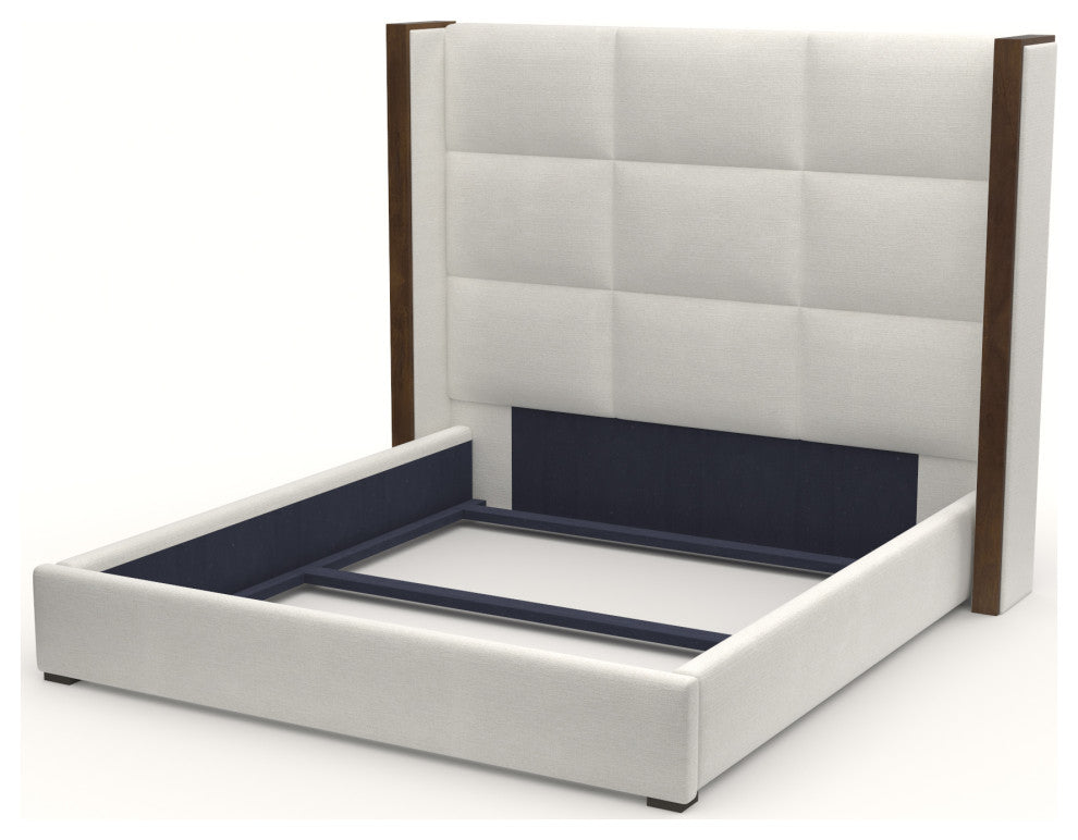 Nativa Interiors Irenne Square Tufted Bed, Off White, King, Medium 67"