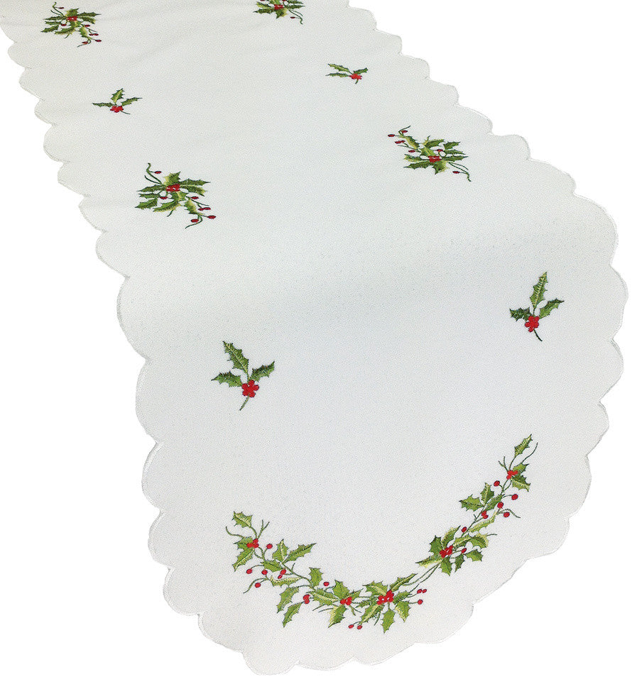 Mistletoe Embroidered Table Runner, 15x72