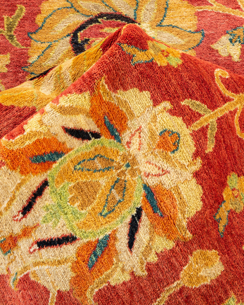Mogul, One-of-a-Kind Hand-Knotted Area Rug Orange, 9' 1" x 9' 1"