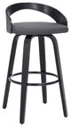 Sonia 26 Counter Height Swivel Grey Faux Leather and Black Wood Bar Stool