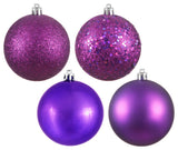 Vickerman 3" Plum 4-Finish Ball Ornament Assortment, 16 per Box