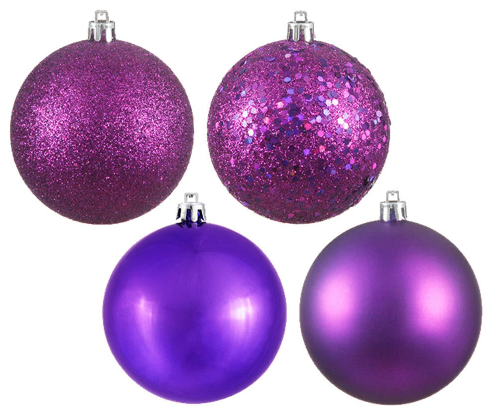 Vickerman 3" Plum 4-Finish Ball Ornament Assortment, 16 per Box