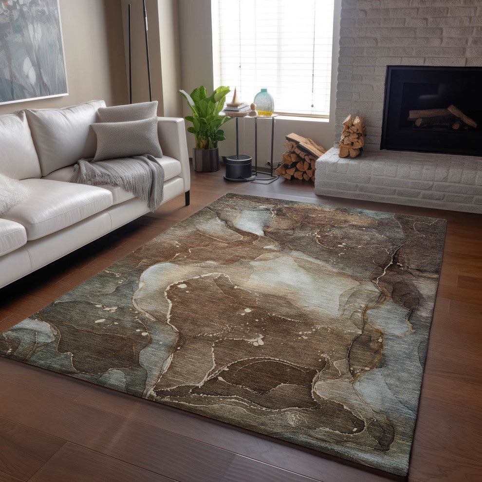 Premium Machine Washable Mayfield AMF522 Brown 9' x 12' Rug