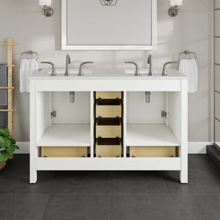 Eviva Aberdeen 48"Wx22"D Double Sink Bathroom Vanity, Quartz Countertop