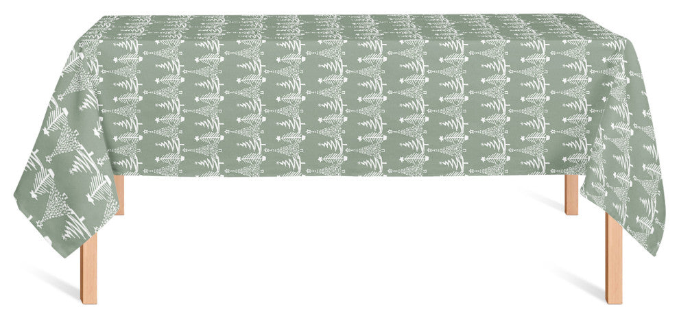 Sage Christmas Tree Pattern 58x102 Tablecloth
