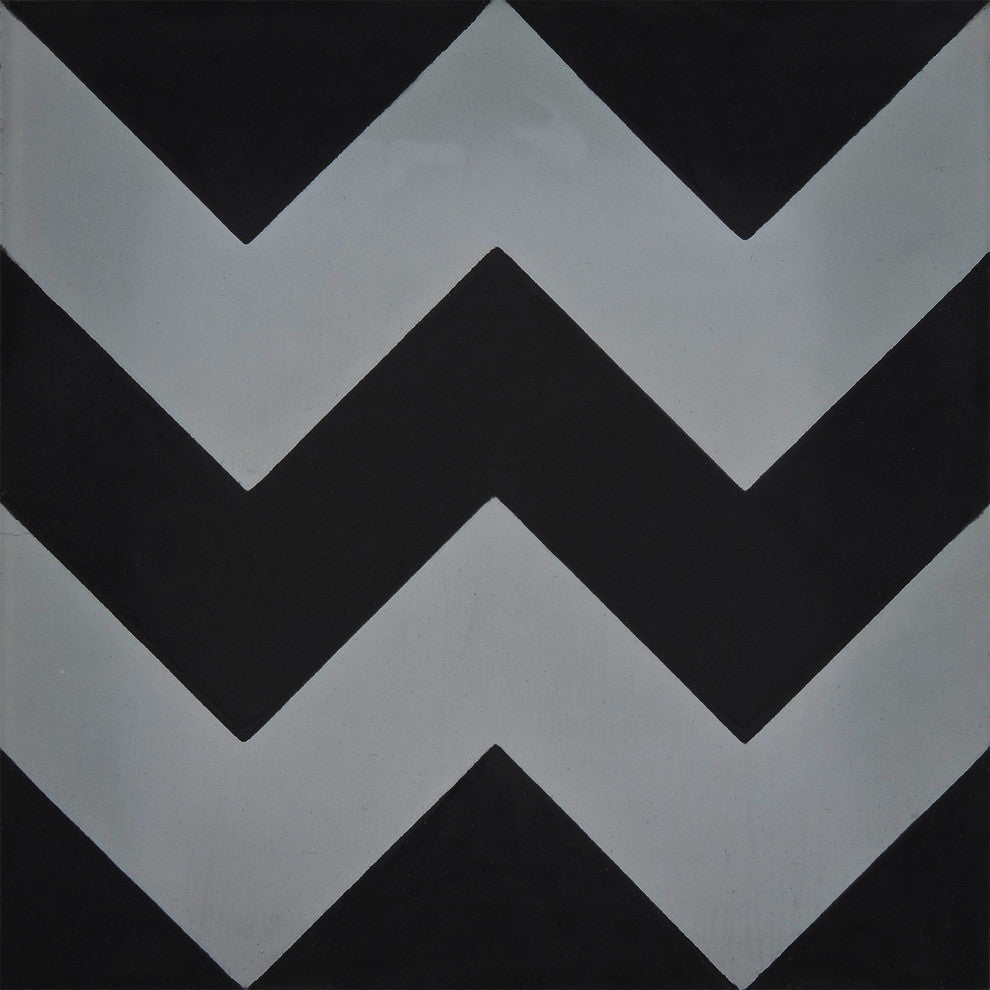 Jerada Handmade Cement Tile, Black/Gray, Sample