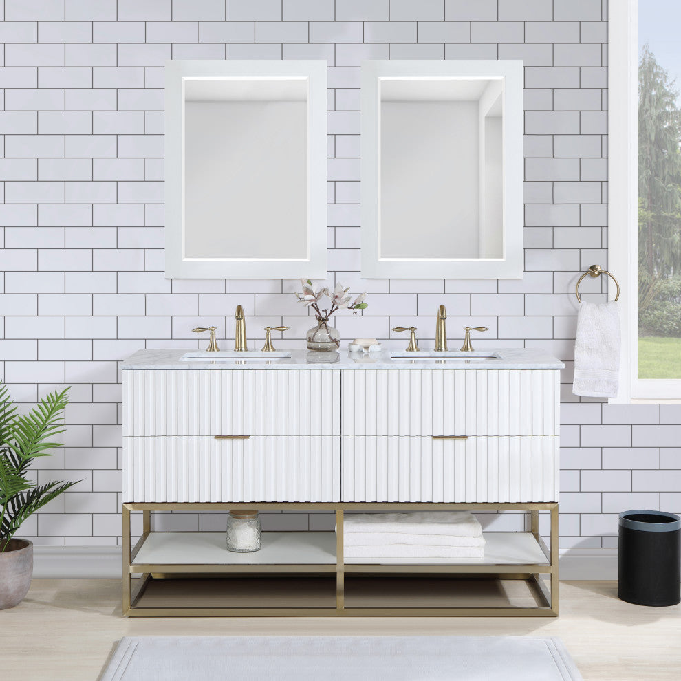 Monad Bathroom Vanity, White, 60" Wide