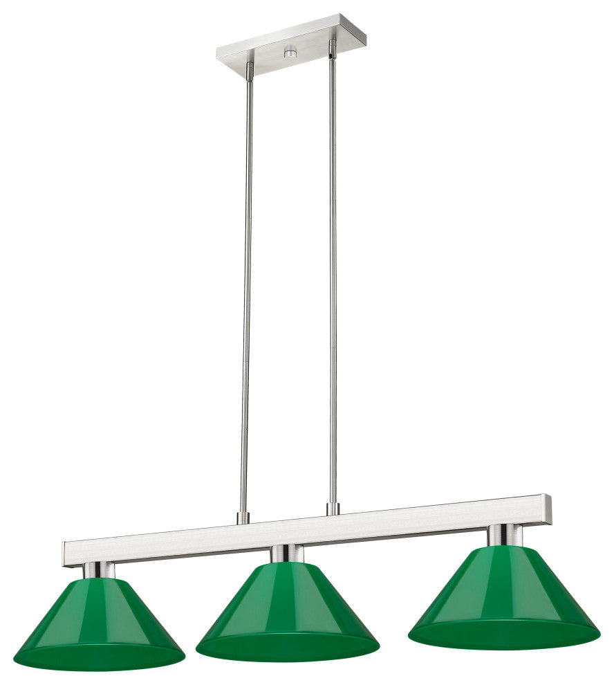 Zlite 152BN-PGR 3-Light Billiard Light, Green