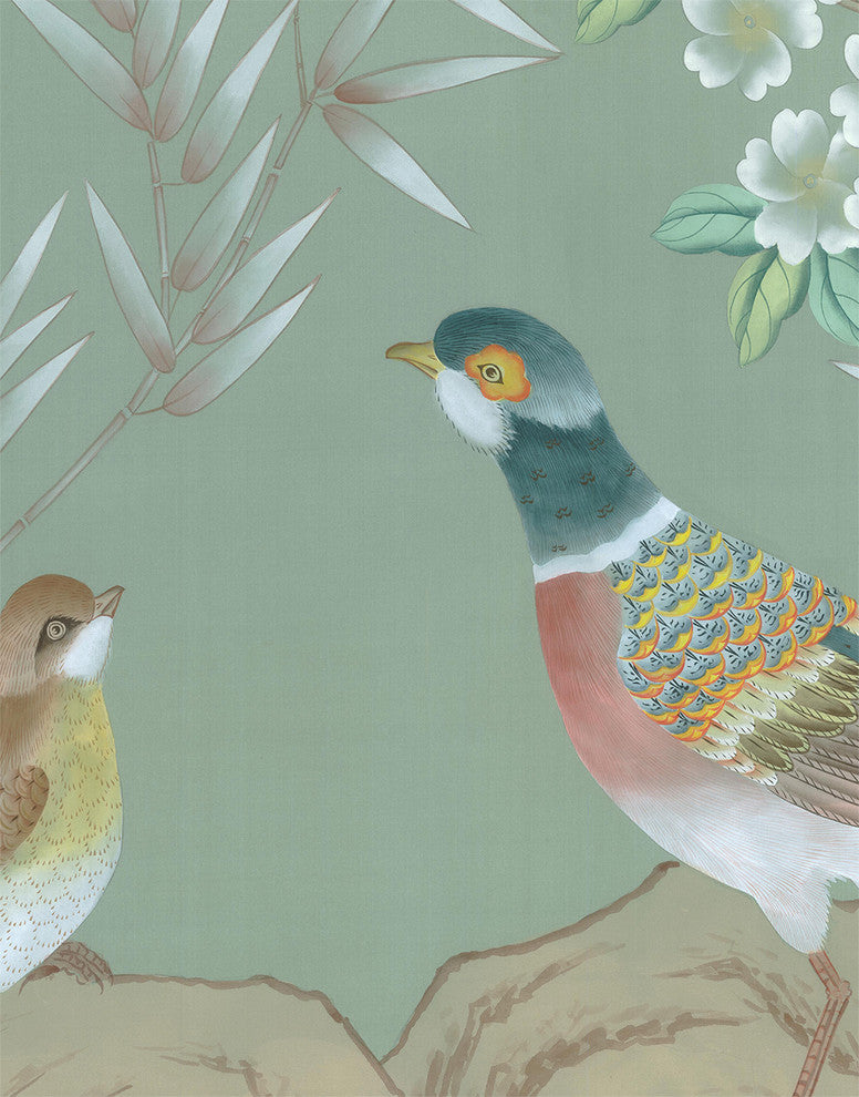 Chinoiserie Wall Mural Rafah, Green, Sample