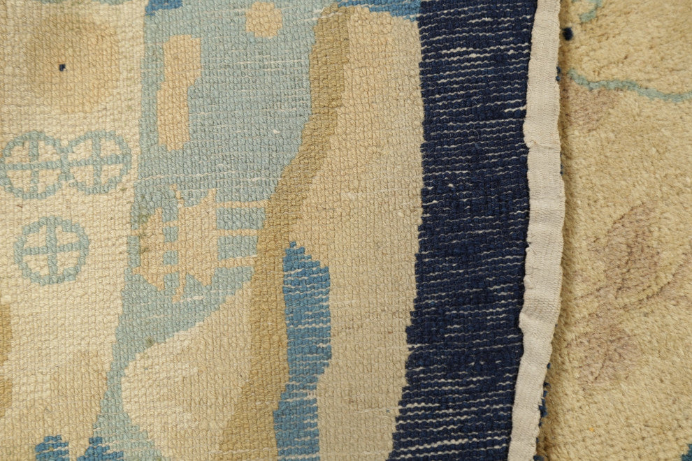 Consigned, Chinese Antique Traditional Hand-Knotted Area Rug, Yellow, 4x8