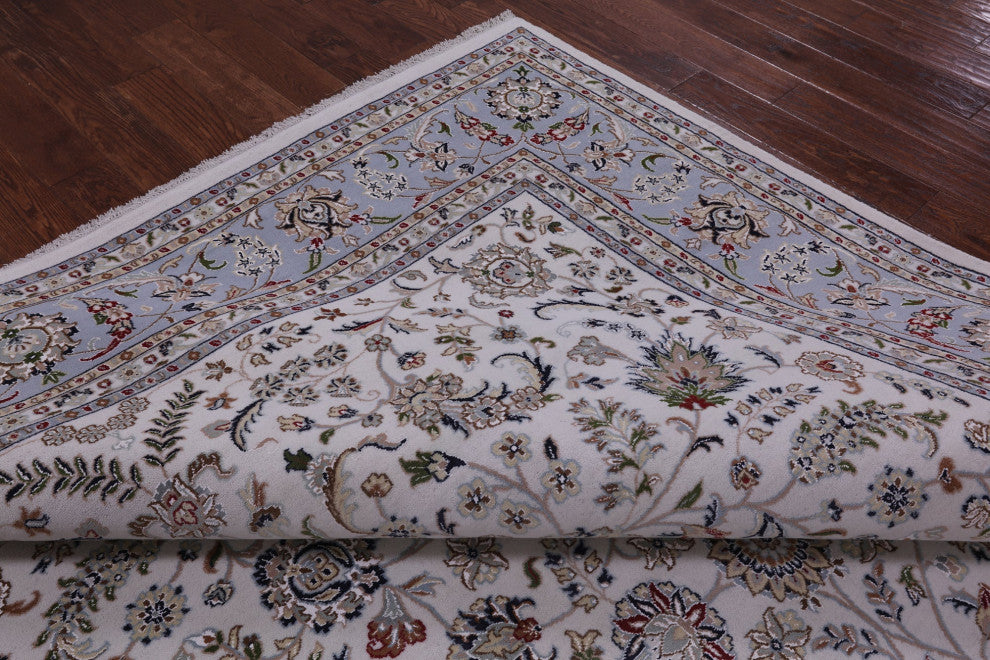 8' 11" X 12' 2" Persian Nain Hand-Knotted Wool & Silk Rug - Q14764