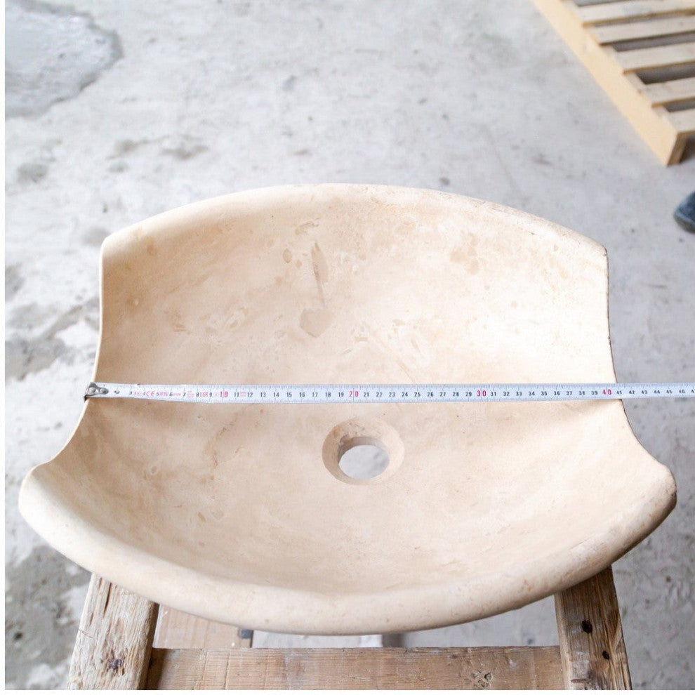Light Beige Travertine Natural Stone Vessel Sink (W)16" (L)16" (H)6"
